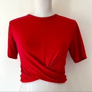 Divided Cropped Tee Shirt S-Holiday Red Like New!